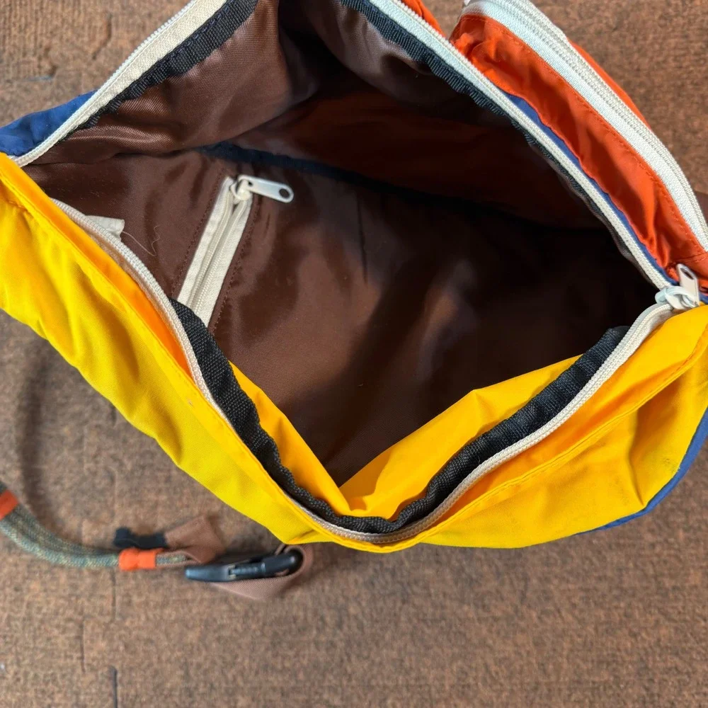 Kavu Rope Bag Sling Backpack Colorblock Yellow Orange Blue Crossbody Hiking Bag